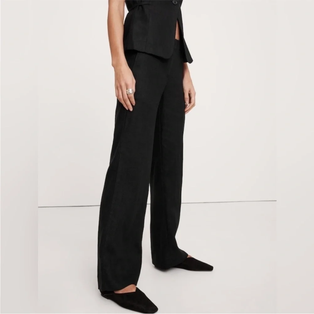 BRAND NEW! Banana Republic Black The Everyday Wide Leg Linen Pant 🩷  (#713516)